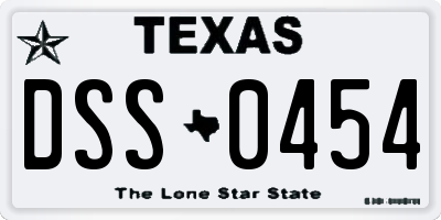 TX license plate DSS0454