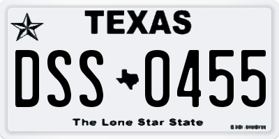 TX license plate DSS0455