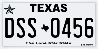 TX license plate DSS0456