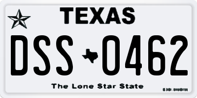 TX license plate DSS0462