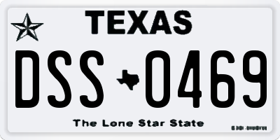 TX license plate DSS0469