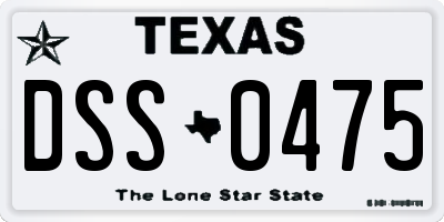 TX license plate DSS0475