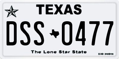 TX license plate DSS0477