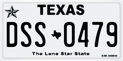 TX license plate DSS0479