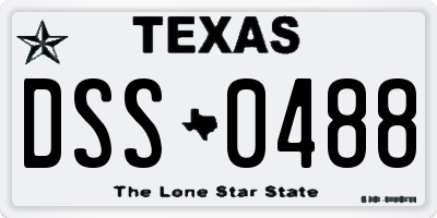 TX license plate DSS0488