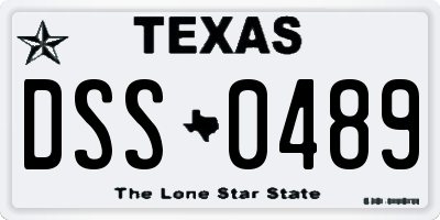 TX license plate DSS0489
