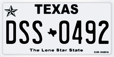 TX license plate DSS0492