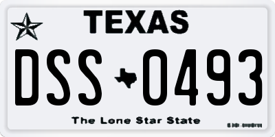 TX license plate DSS0493