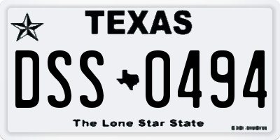 TX license plate DSS0494