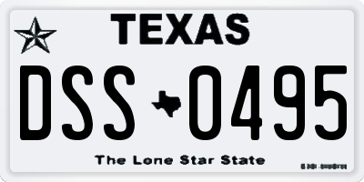 TX license plate DSS0495