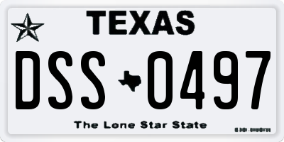 TX license plate DSS0497
