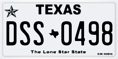 TX license plate DSS0498