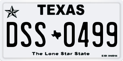 TX license plate DSS0499
