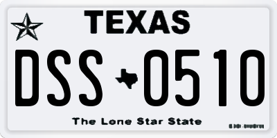 TX license plate DSS0510