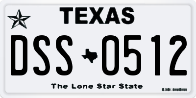 TX license plate DSS0512