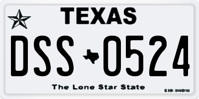 TX license plate DSS0524