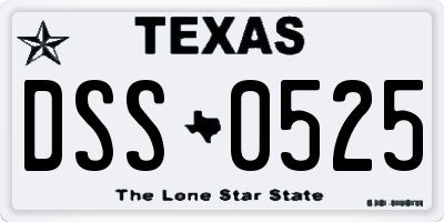 TX license plate DSS0525