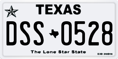 TX license plate DSS0528