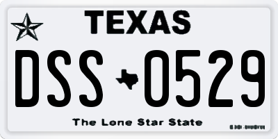 TX license plate DSS0529