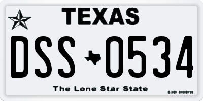 TX license plate DSS0534