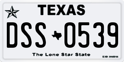 TX license plate DSS0539