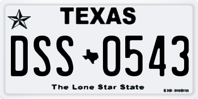 TX license plate DSS0543