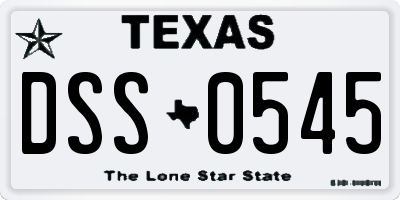 TX license plate DSS0545