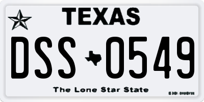TX license plate DSS0549