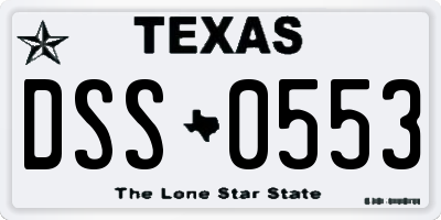 TX license plate DSS0553