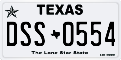 TX license plate DSS0554