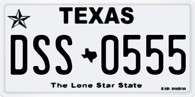 TX license plate DSS0555