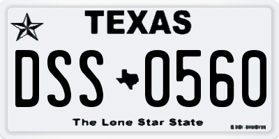 TX license plate DSS0560