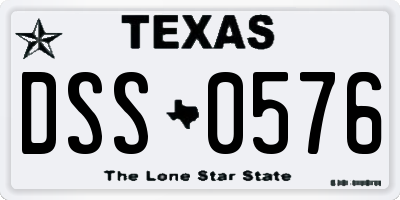 TX license plate DSS0576