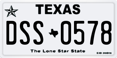 TX license plate DSS0578