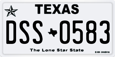TX license plate DSS0583