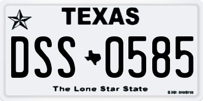 TX license plate DSS0585