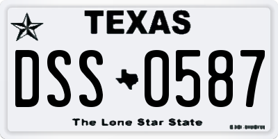 TX license plate DSS0587