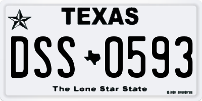 TX license plate DSS0593