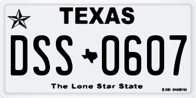 TX license plate DSS0607