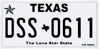 TX license plate DSS0611