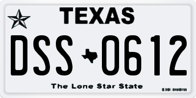 TX license plate DSS0612