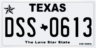 TX license plate DSS0613