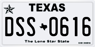TX license plate DSS0616