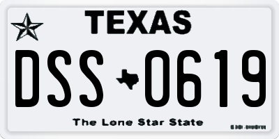 TX license plate DSS0619