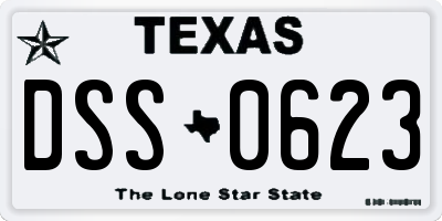 TX license plate DSS0623