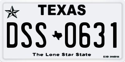 TX license plate DSS0631