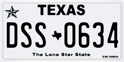 TX license plate DSS0634