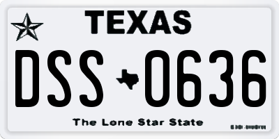 TX license plate DSS0636