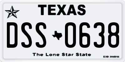 TX license plate DSS0638