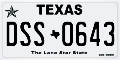 TX license plate DSS0643